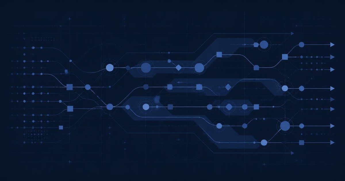 Blueprint drawing of connected field, office and supplier workflows
